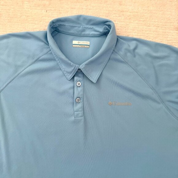 Columbia Polo Shirt Size XL Light Blue Short Sleeve Performance Fabric - Picture 3 of 13